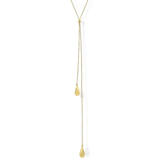 9ct Yellow Gold Paisley Droplet Lariat Necklace