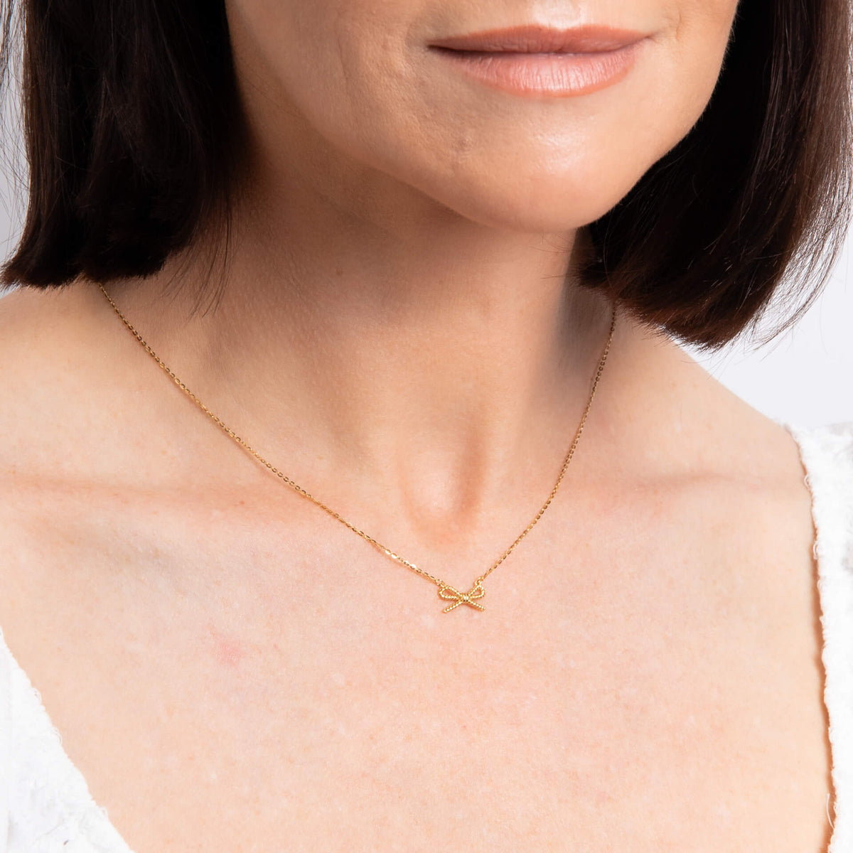 9ct Yellow Gold Marina Rope Bow Tie Necklace
