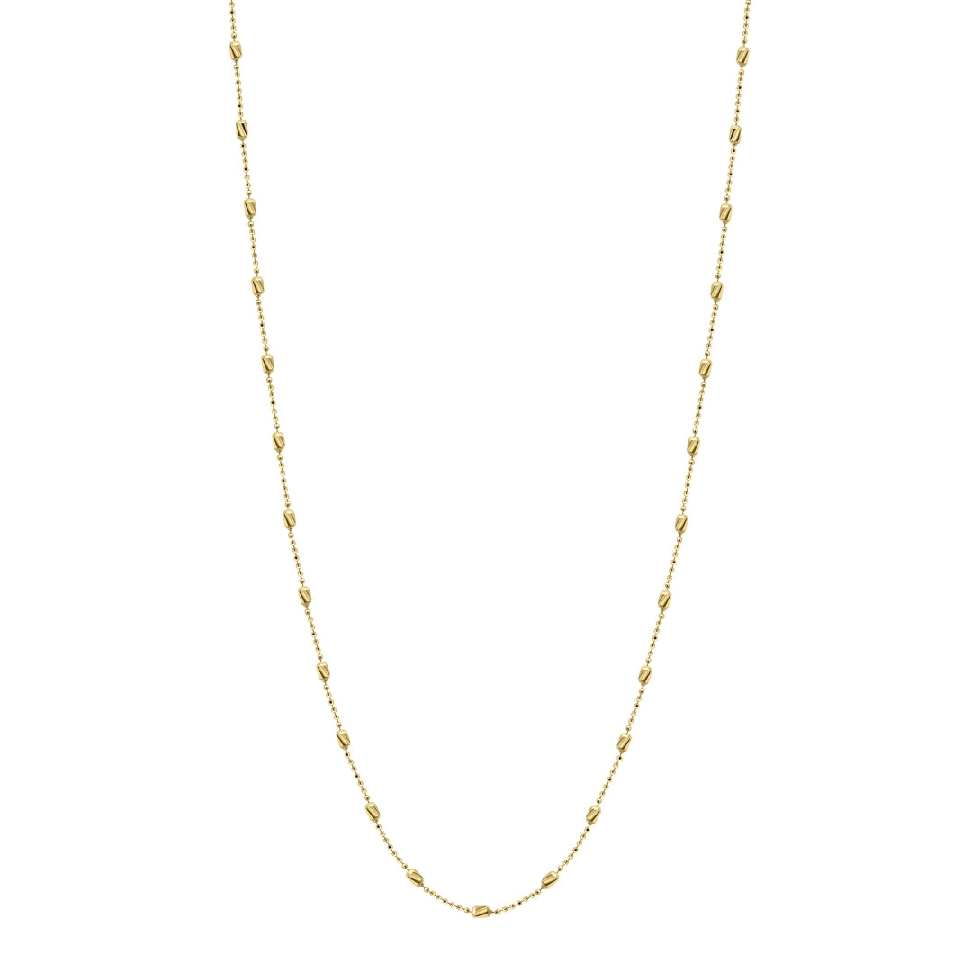9ct Yellow Gold Diamond Cut Bead Station Necklace