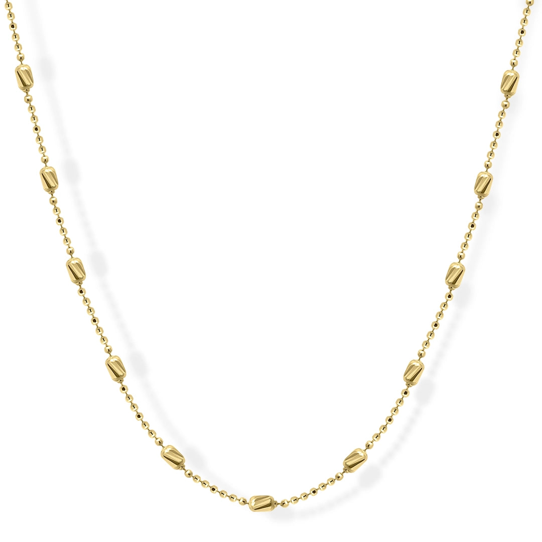 9ct Yellow Gold Diamond Cut Bead Station Necklace