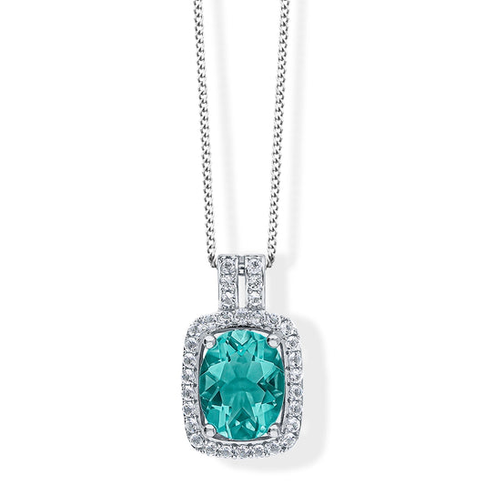 9ct White Gold OceanGlow Blue Fluorite and Topaz Pendant