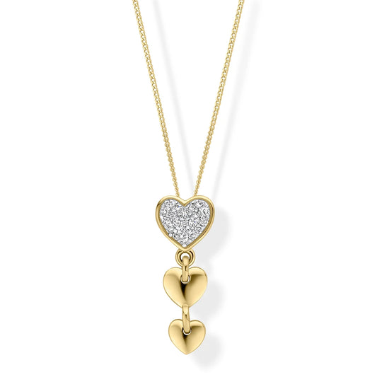 9ct Yellow Gold Love Heart Charm Drops Pendant