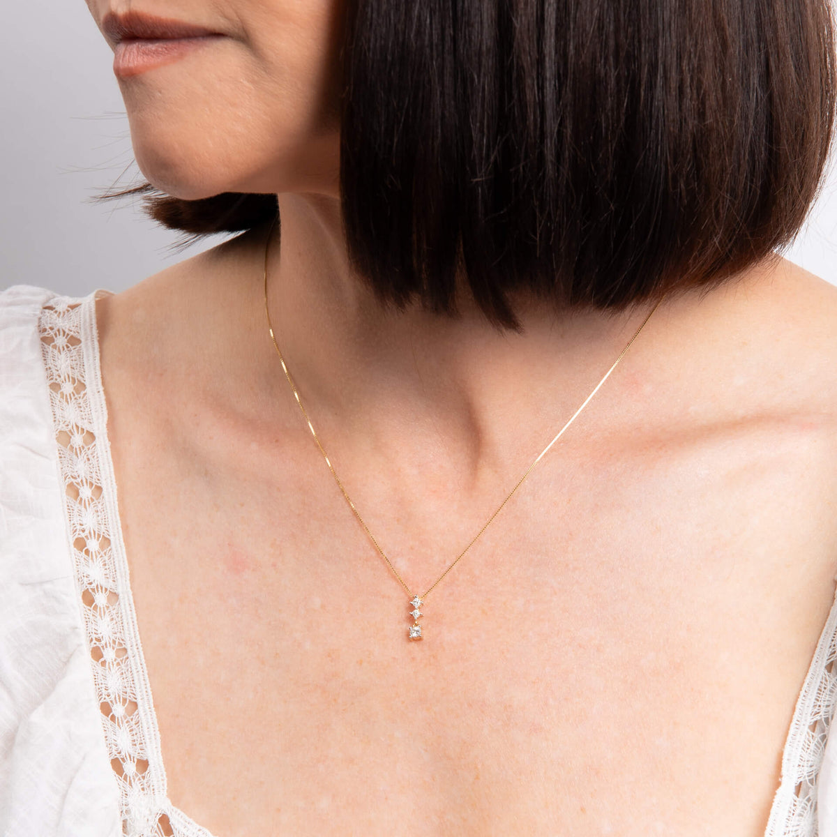 9ct Yellow Gold Trilogy Diamonds Drop Pendant