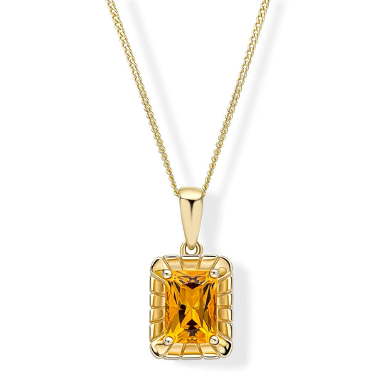 9ct Yellow Gold Citrine Octagon Pendant