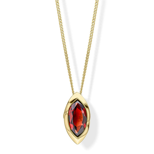 9ct Yellow Gold Navette Garnet Pendant