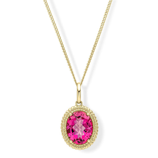 9ct Yellow Gold Blush Pink Topaz Beaded Pendant