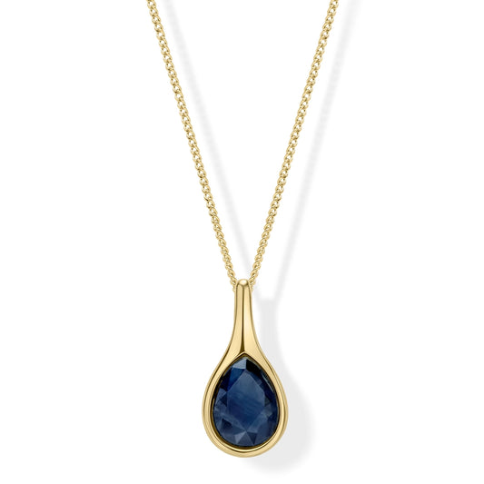 9ct Yellow Gold Blue Sapphire Whisper Dew Drop Pendant