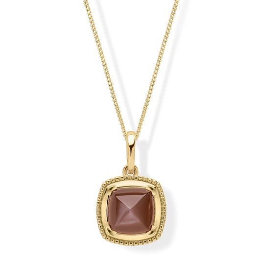 9ct Yellow Gold Sugarloaf Cut Chocolate Moonstone Pendant