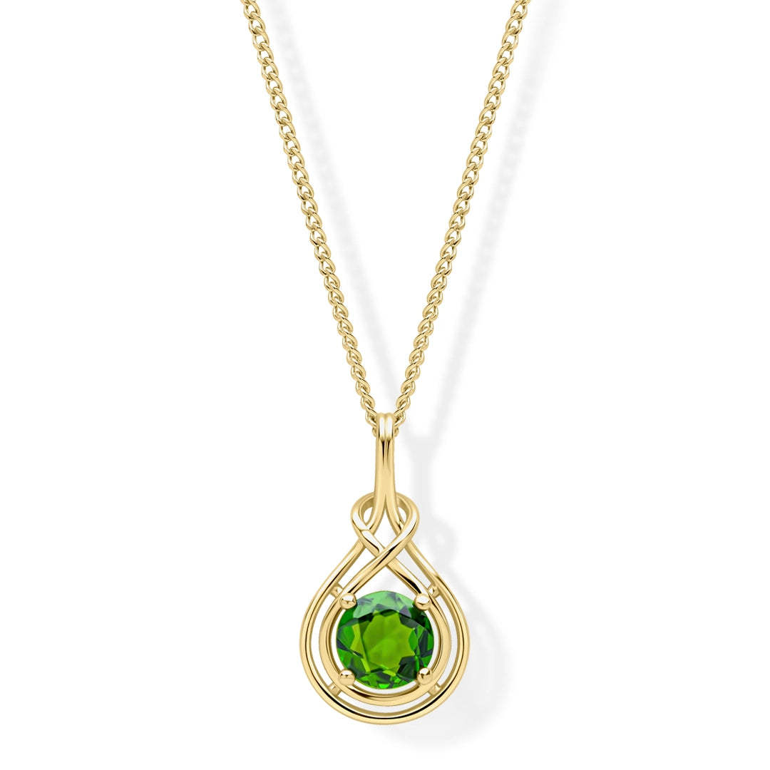 9ct Yellow Gold Celtic Knot Green Diopside Pendant