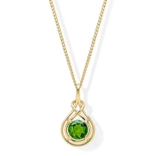 9ct Yellow Gold Celtic Knot Green Diopside Pendant