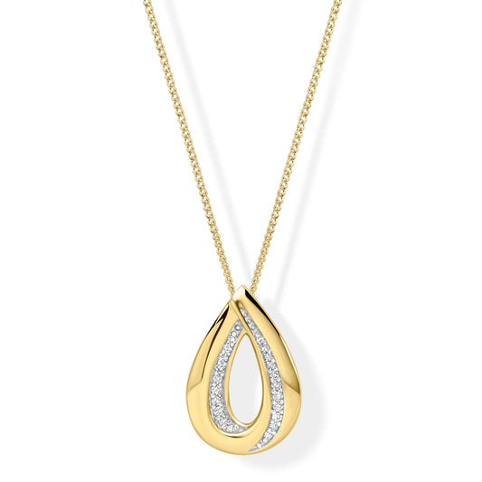9ct Yellow Gold Fold Over Pear Shaped Diamond Pendant