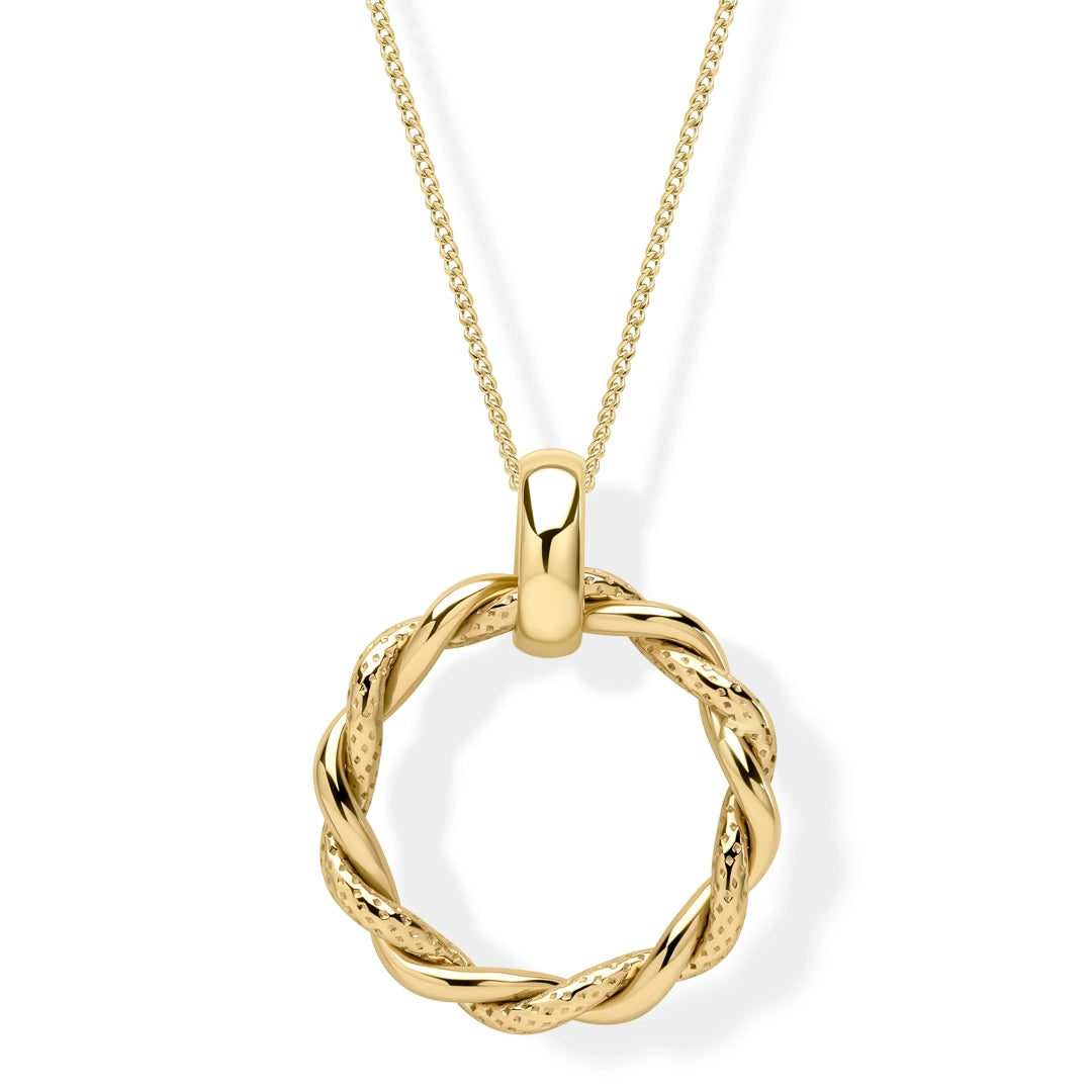 9ct Yellow Gold Marine Rope Twist Circle Pendant