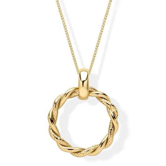 9ct Yellow Gold Marine Rope Twist Circle Pendant
