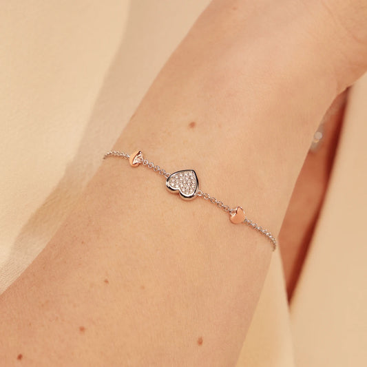 Forever Yours Sterling Silver Love Heart Bracelet with Swarovski® Zirconia Forever Yours Sterling Silver Love Heart Bracelet with Swarovski® Zirconia