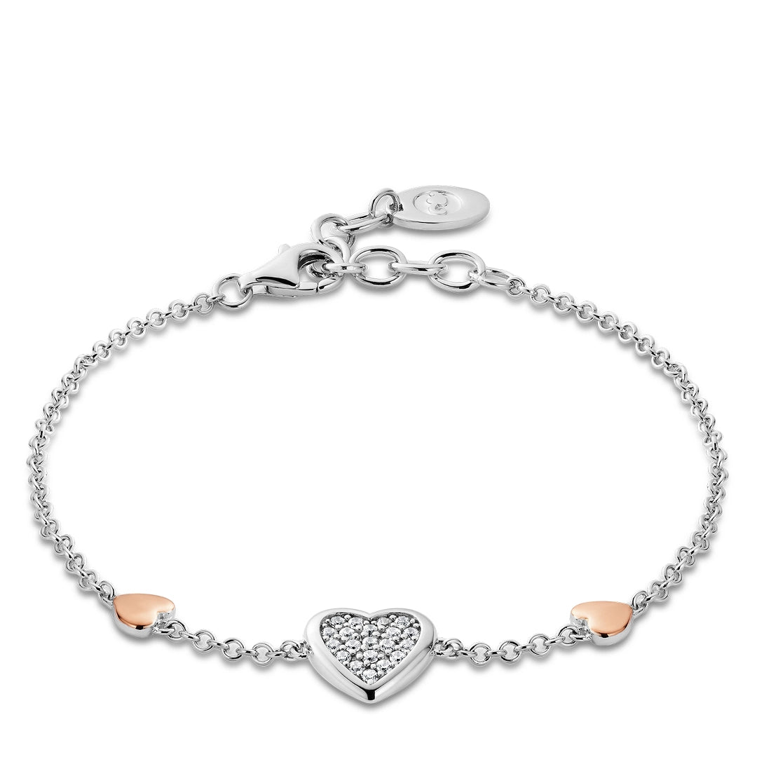 Clogau Forever Yours Sterling Silver Love Heart Swarovski Bracelet