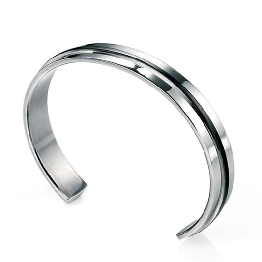 Fred Bennett Mens Stainless Steel Black IP Detailed Cuff Bangle