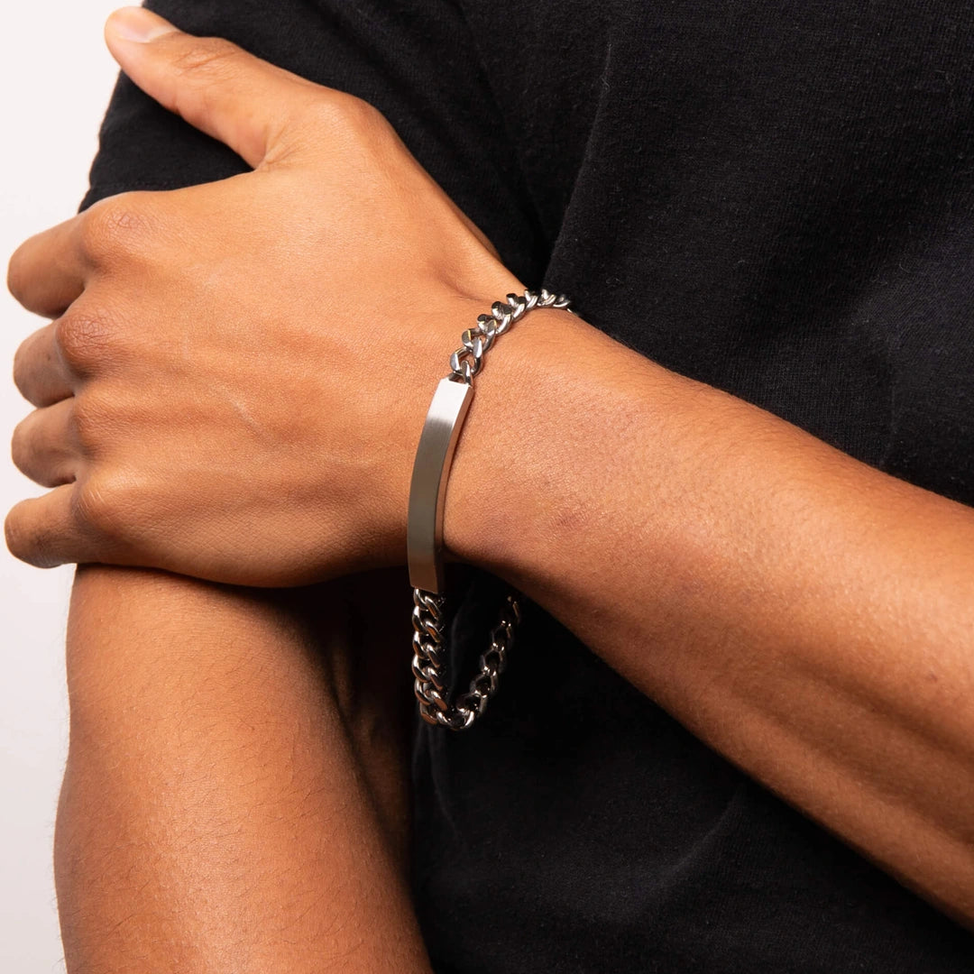 Fred Bennett Mens Brushed Stainless Steel ID Bar Bracelet