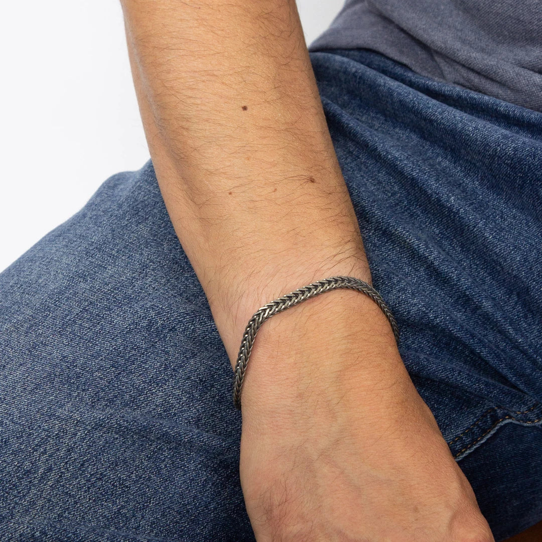 Fred Bennett Mens Oxidised Foxtail Chain Bracelet
