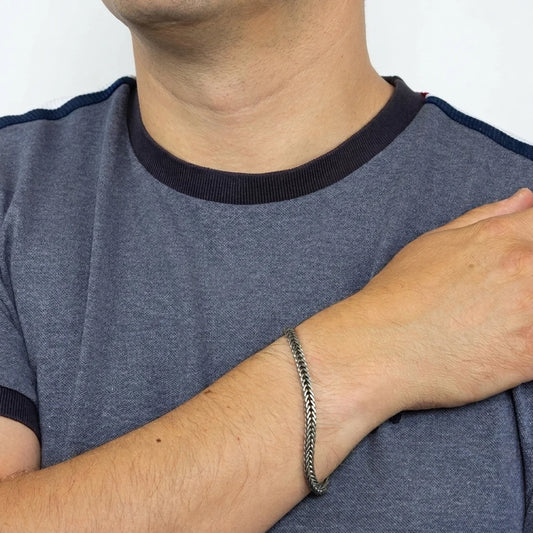 Fred Bennett Mens Oxidised Foxtail Chain Bracelet Fred Bennett Mens Oxidised Foxtail Chain Bracelet