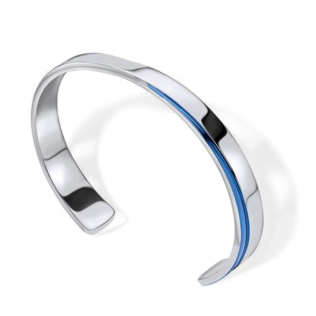 Fred Bennett Mens Stainless Steel and Blue PVD Bangle