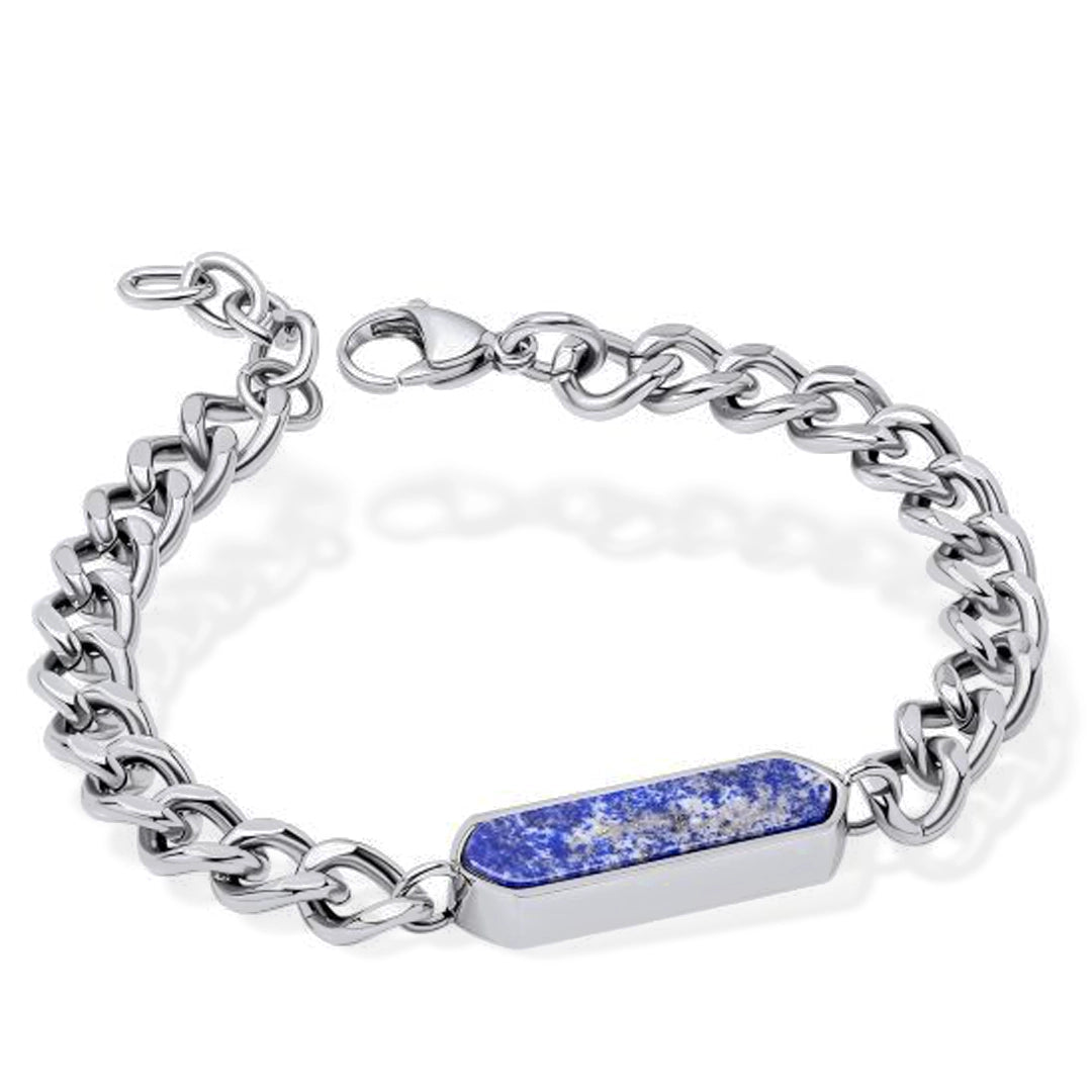 Fred Bennett Mens Stainless Steel Lapis Bar Bracelet
