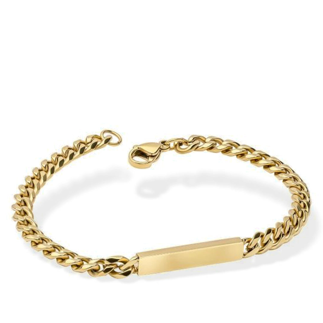 Fred Bennett Mens Stainless Steel Engravable Bar Chain Bracelet