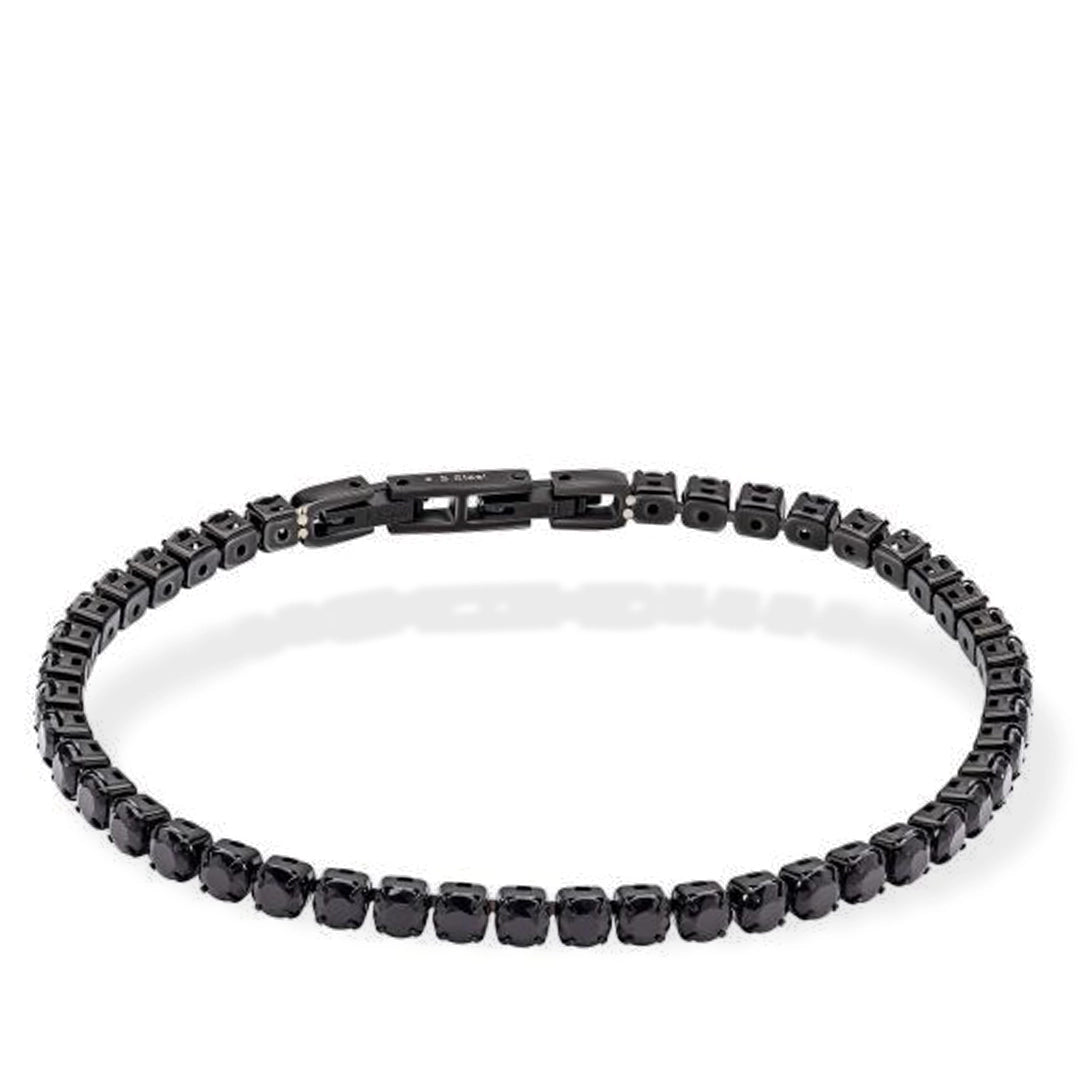 Fred Bennett Mens Stainless Steel Black Cubic Zirconia Tennis Bracelet