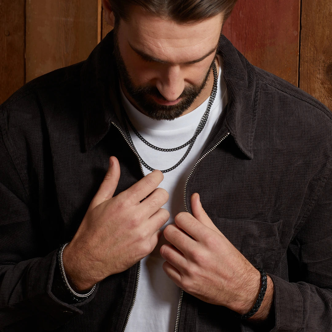 Fred Bennett Mens Gun Metal Double Chain Necklace