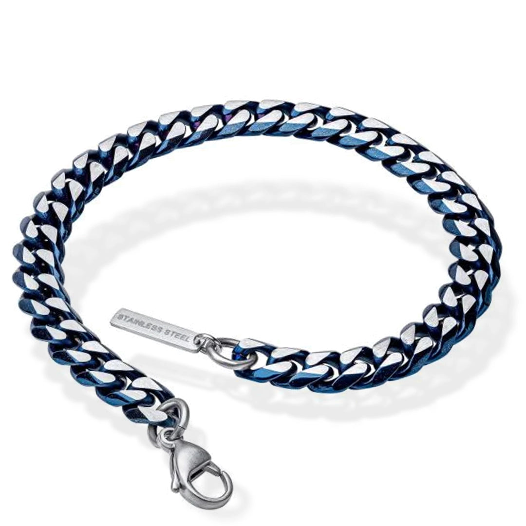 Fred Bennett Mens Blue Brushed Curb Chain Bracelet