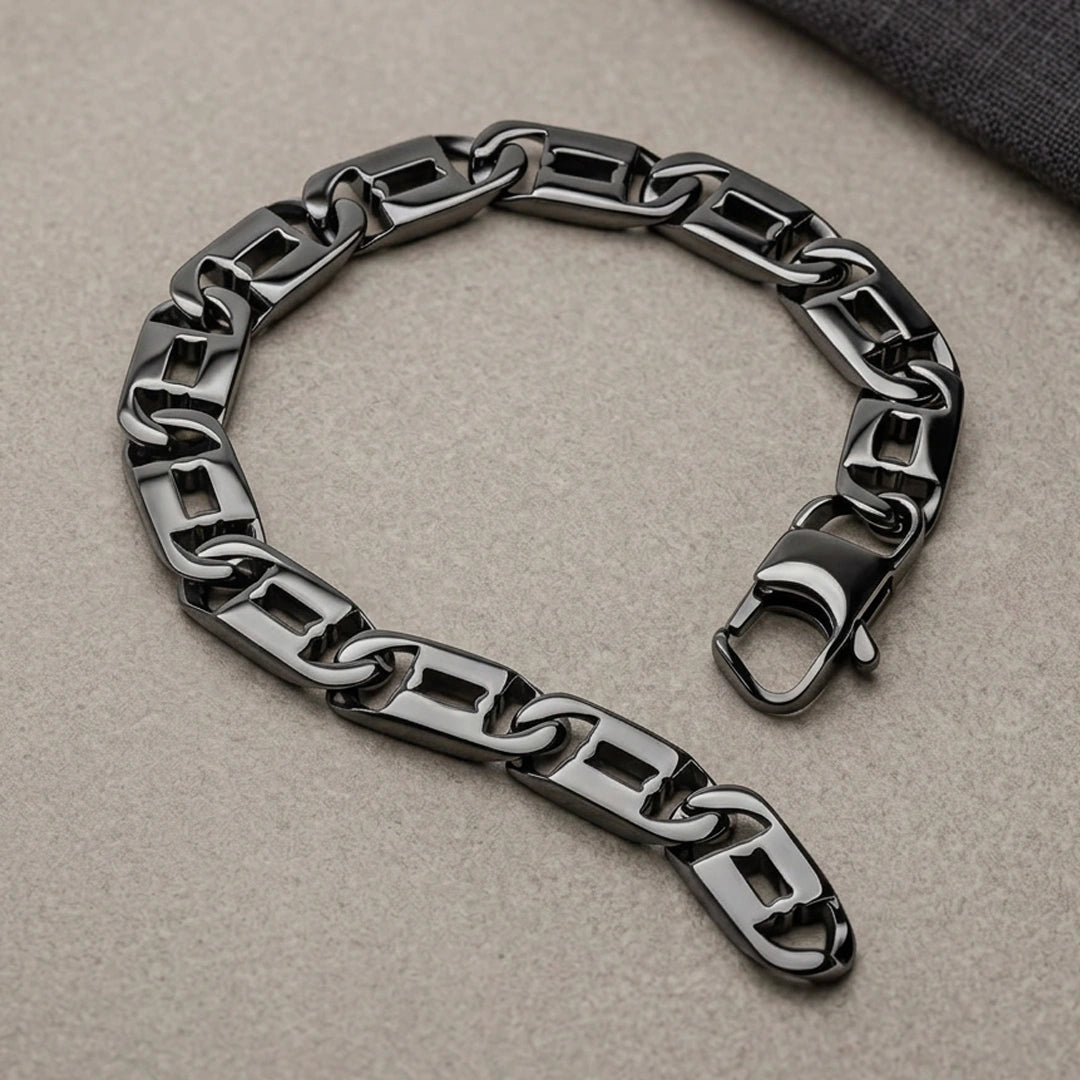 Fred Bennett Mens Stainless Steel Black Anchor Chain Bracelet