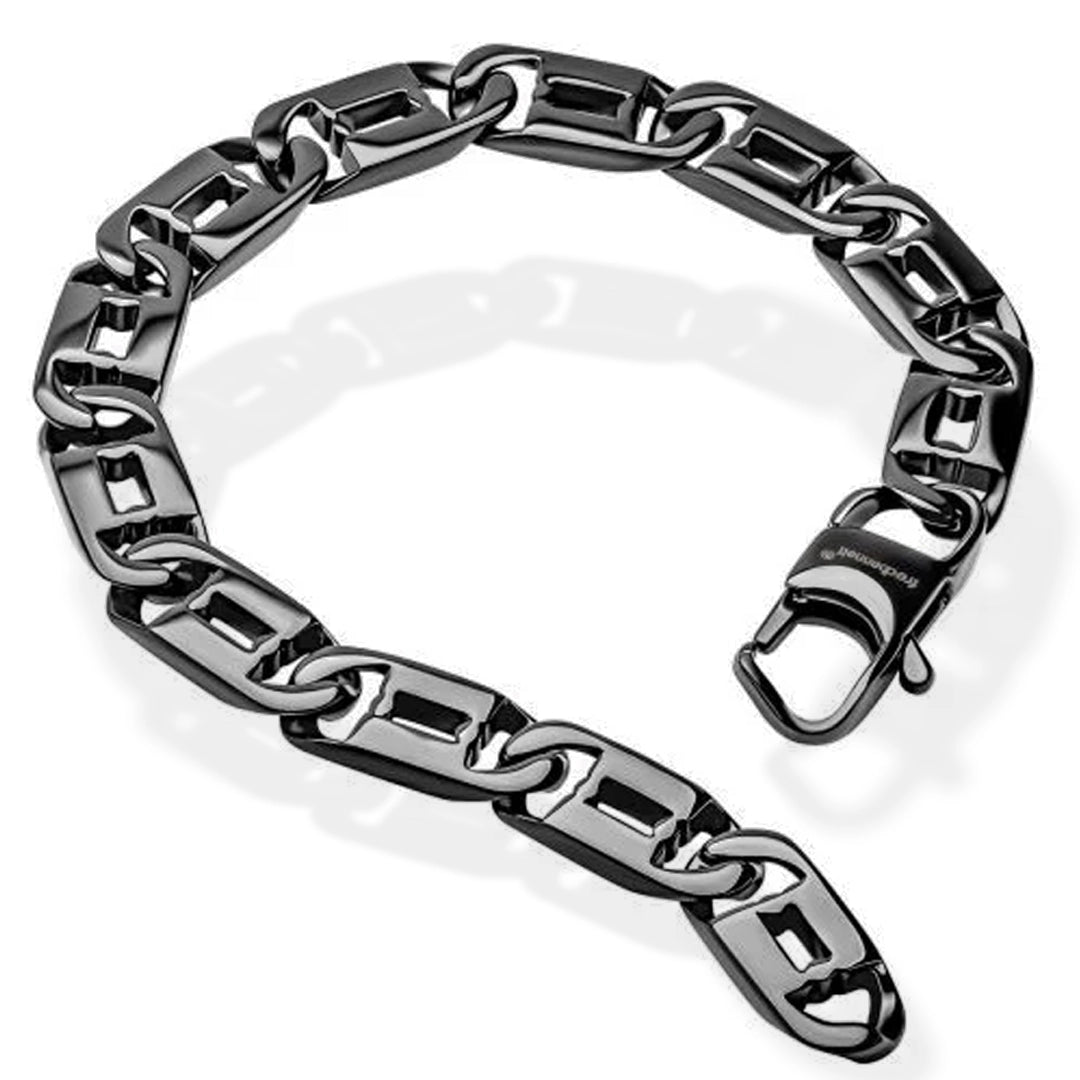 Fred Bennett Mens Stainless Steel Black Anchor Chain Bracelet