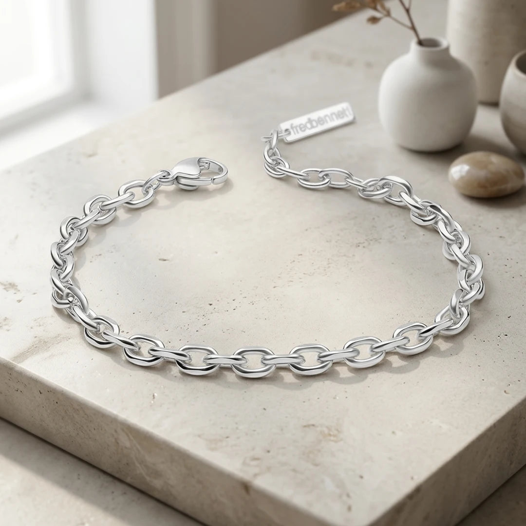Fred Bennett Mens Stainless Steel Cable Link Bracelet