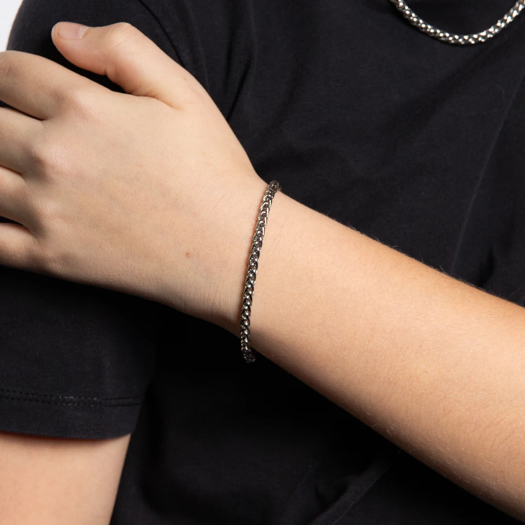 Fred Bennett Boys Stainless Steel Wheat Chain Bracelet
