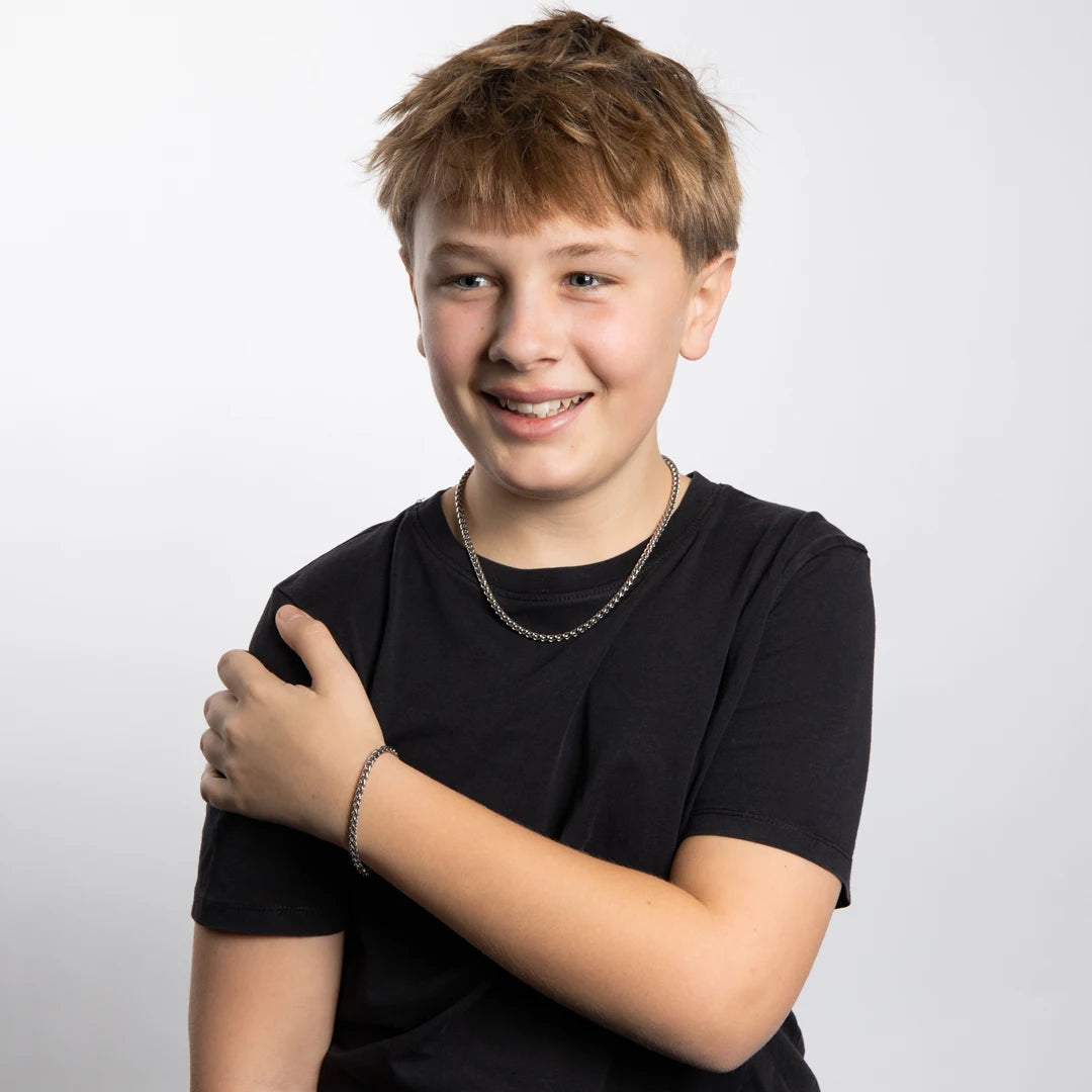 Fred Bennett Boys Stainless Steel Wheat Chain Necklace