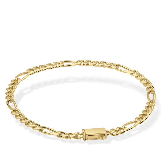 Fred Bennett Mens Sterling Silver Golden Figaro Chain Bracelet