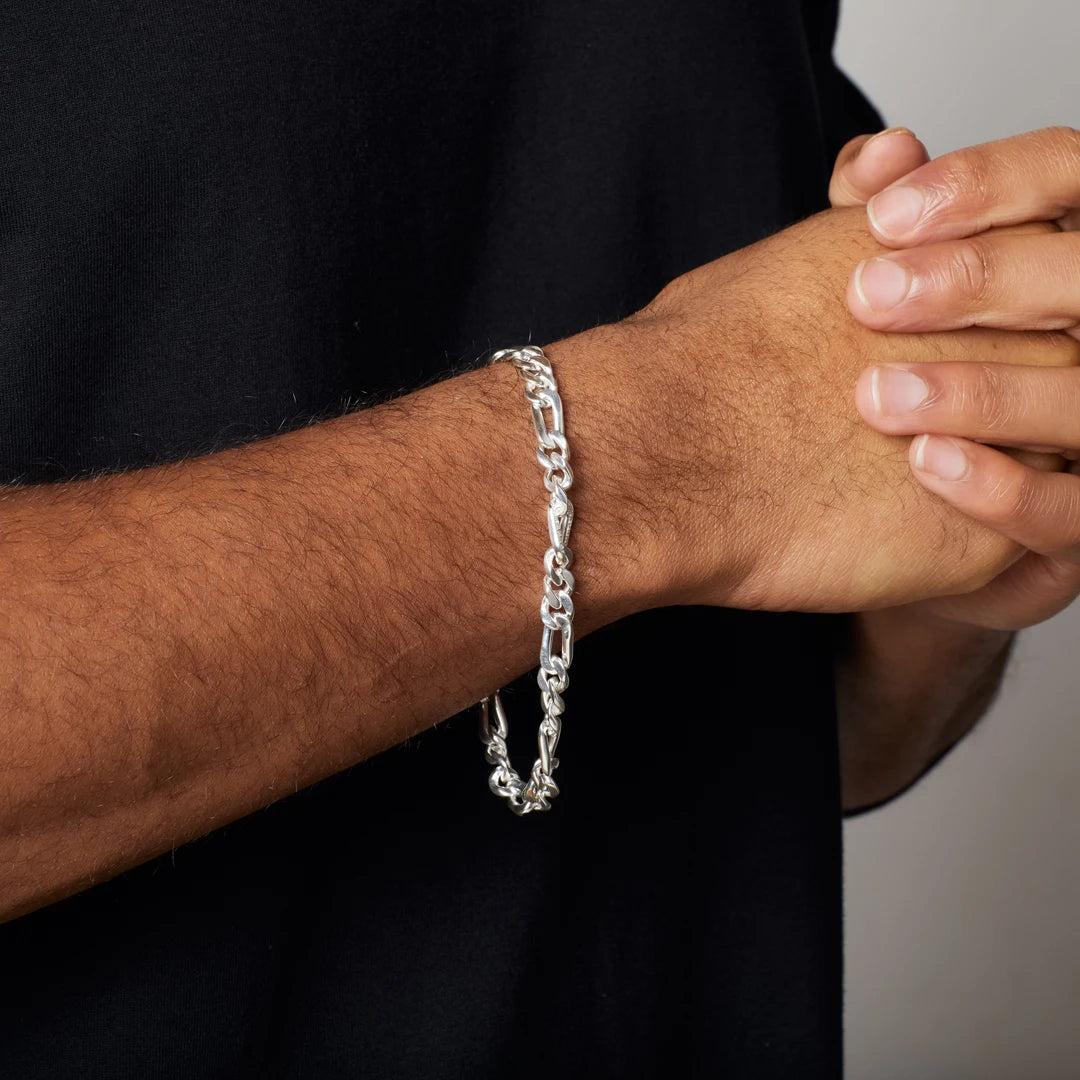 Fred Bennett Mens Sterling Silver Flat Curb Chain Bracelet