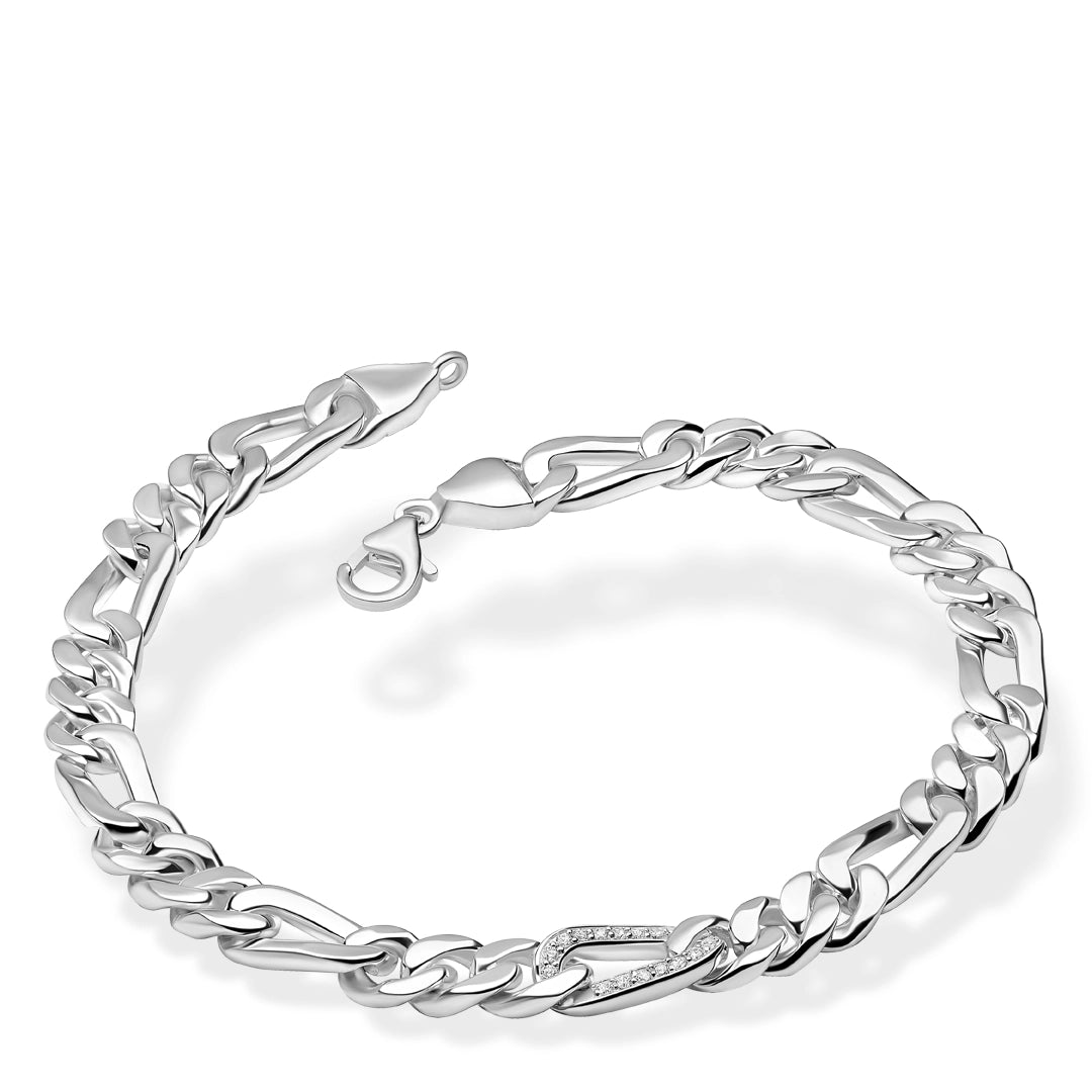 Fred Bennett Mens Sterling Silver Flat Curb Chain Bracelet