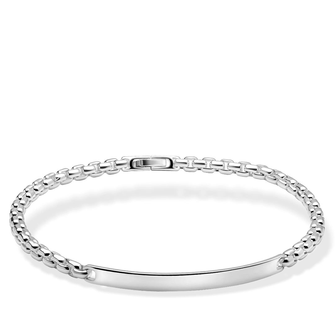 Fred Bennett Mens ID Bar Sterling Silver Classic Curb Chain Bracelet