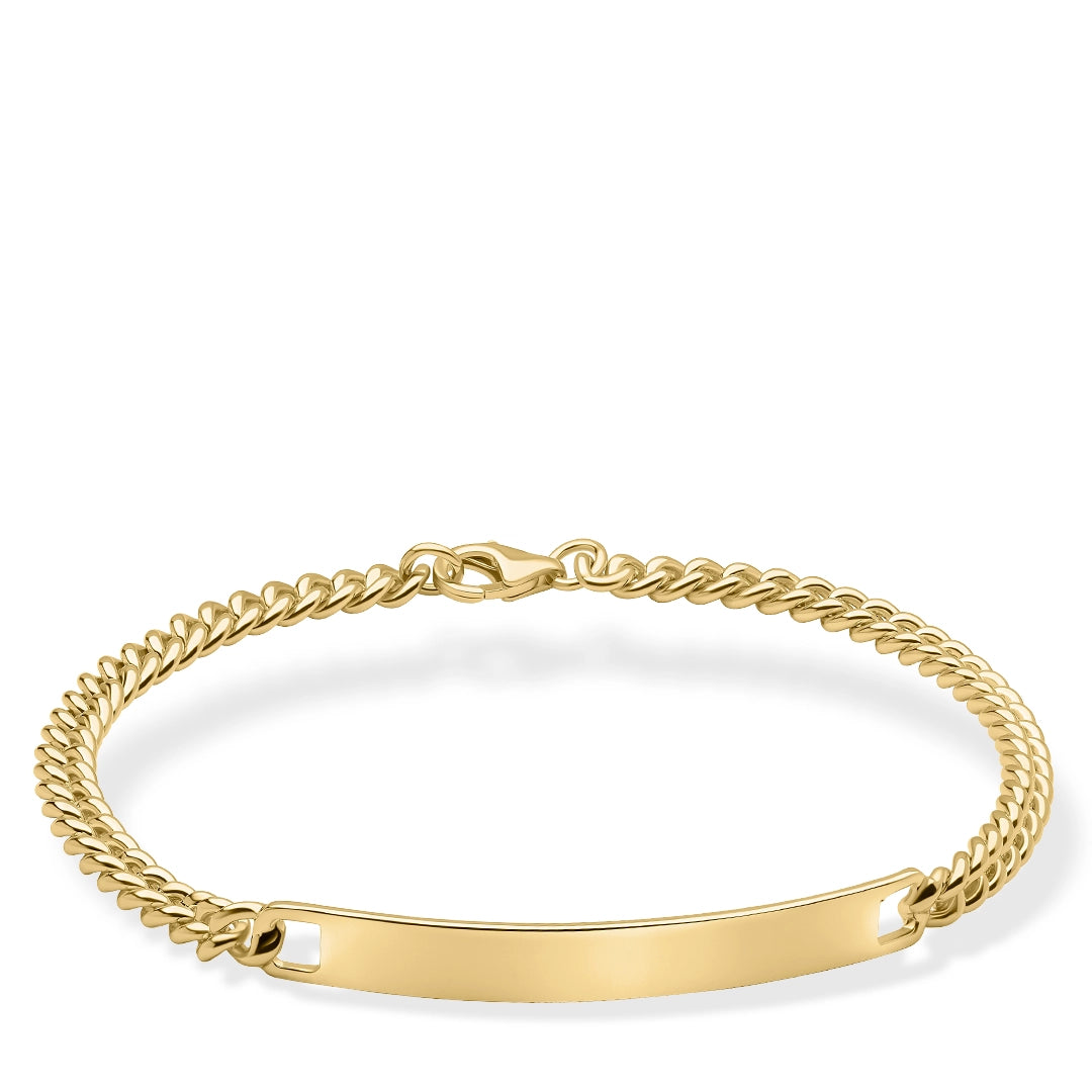 Fred Bennett Mens ID Bar Sterling Silver Golden Curb Chain Bracelet