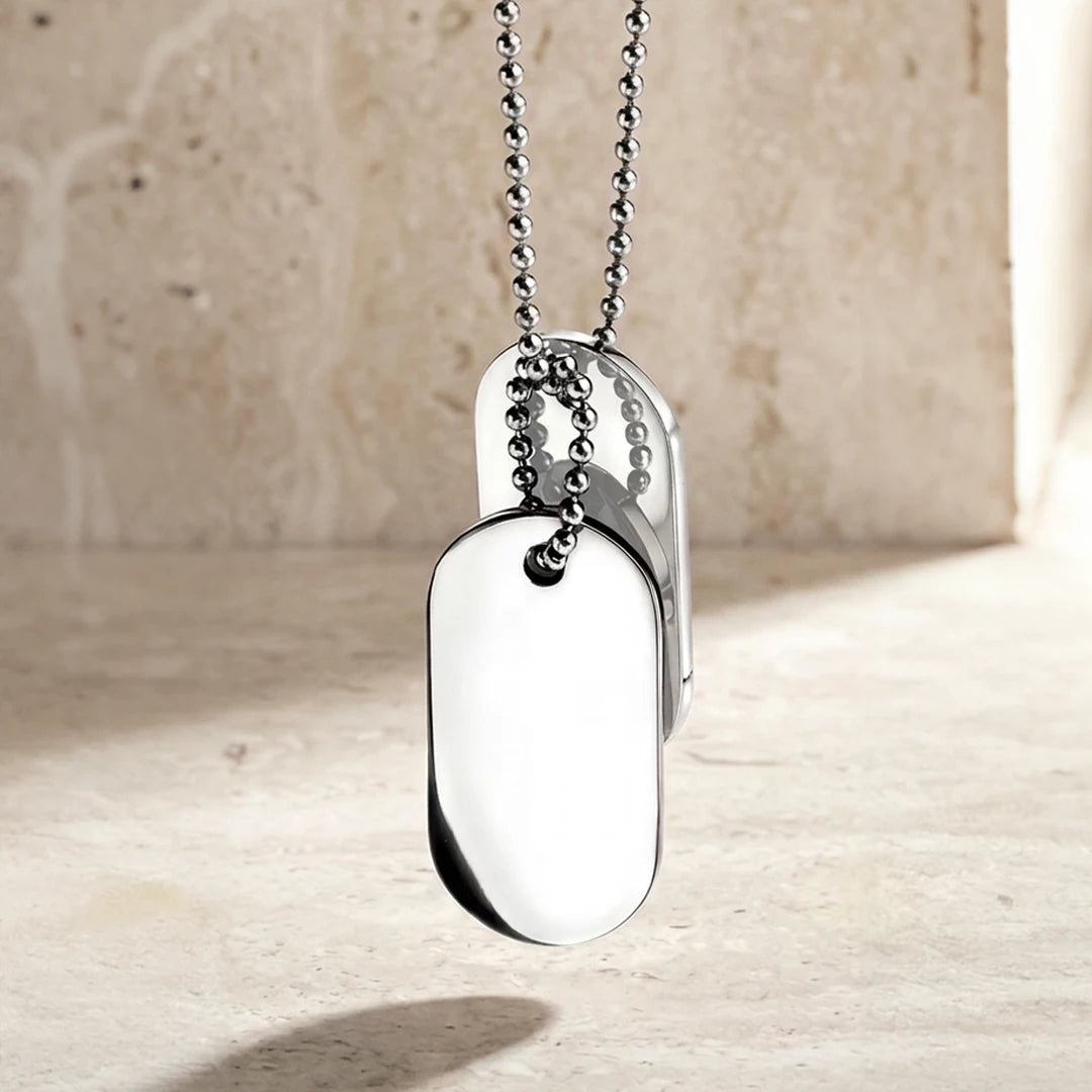 Fred Bennett Mens Stainless Steel Double Oval Dog Tag Necklace