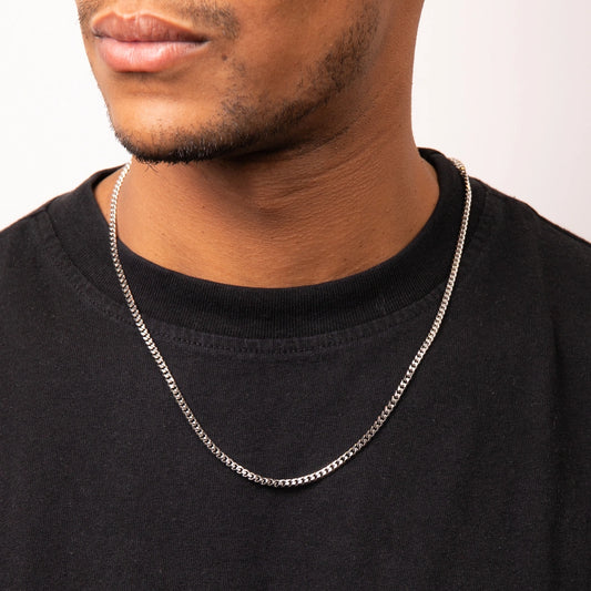 Fred Bennett Mens Stainless Steel Diamond Cut Curb Chain Necklace