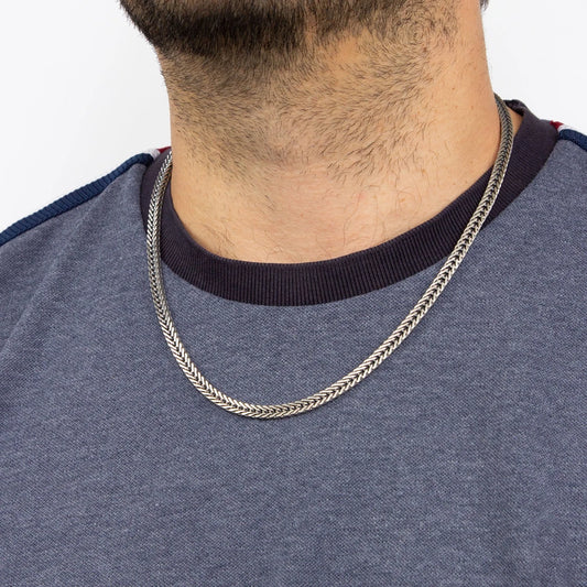 Fred Bennett Mens Oxidised Foxtail Chain Necklace Fred Bennett Mens Oxidised Foxtail Chain Necklace