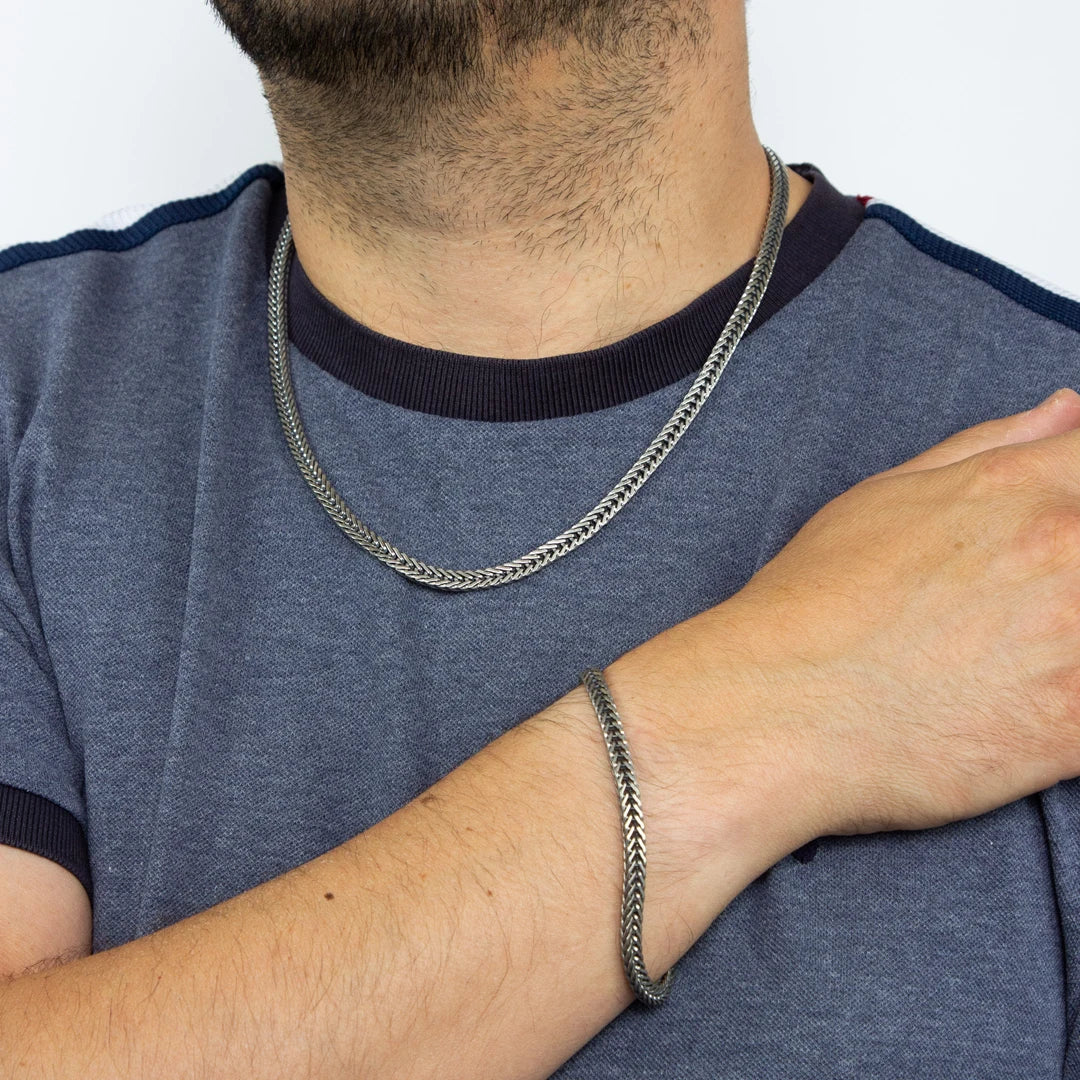 Fred Bennett Mens Oxidised Foxtail Chain Bracelet