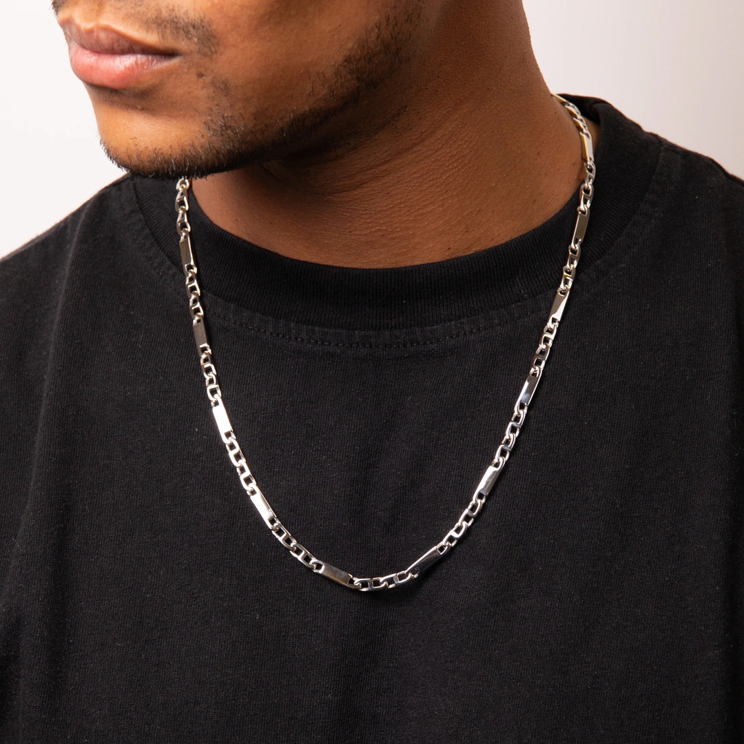 Fred Bennett Mens Stainless Steel Bar Chain Necklace