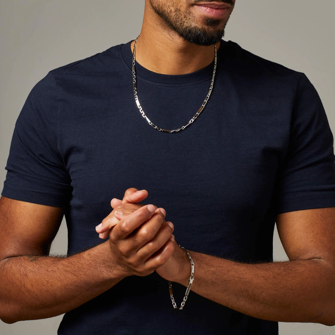 Fred Bennett Mens Stainless Steel Bar Chain Necklace