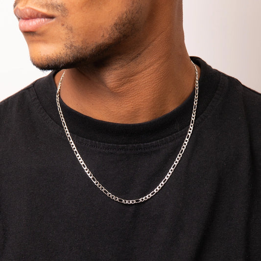 Fred Bennett Mens Stainless Steel Figaro Link Chain Necklace