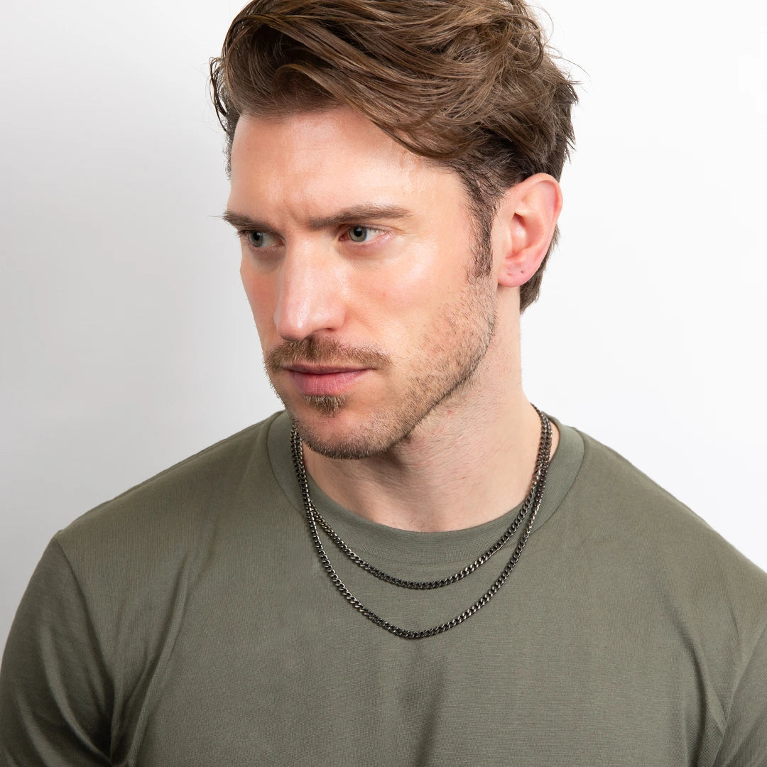 Fred Bennett Mens Gun Metal Double Chain Necklace