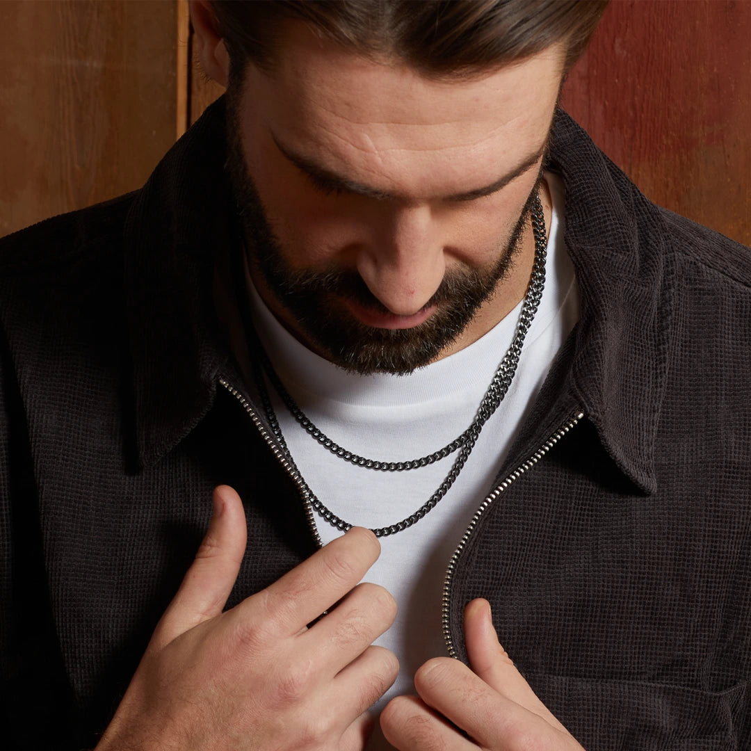 Fred Bennett Mens Gun Metal Double Chain Necklace