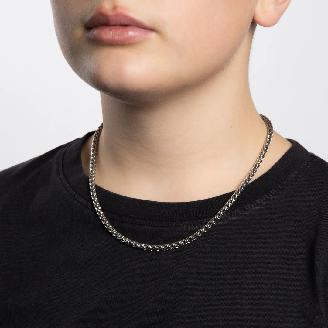 Fred Bennett Boys Stainless Steel Wheat Chain Necklace
