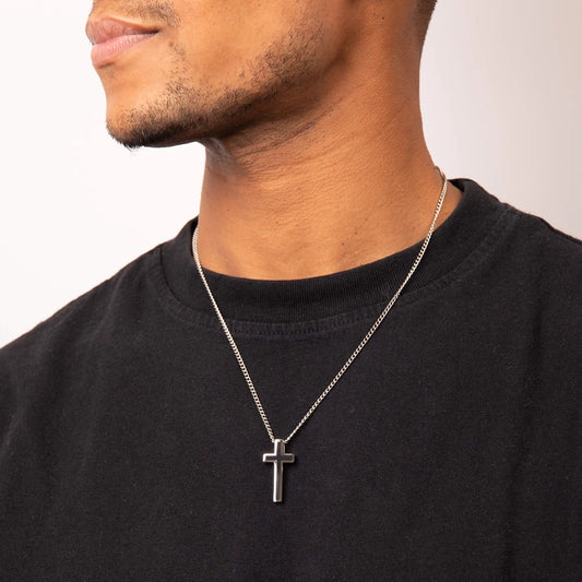 Fred Bennett Mens Black IP Detail Cross Pendant Fred Bennett Mens Black IP Detail Cross Pendant